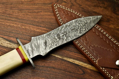 HS-858 Rare!!! Custom HandMade Damascus Steel Dagger Knife | CAMEL BONE