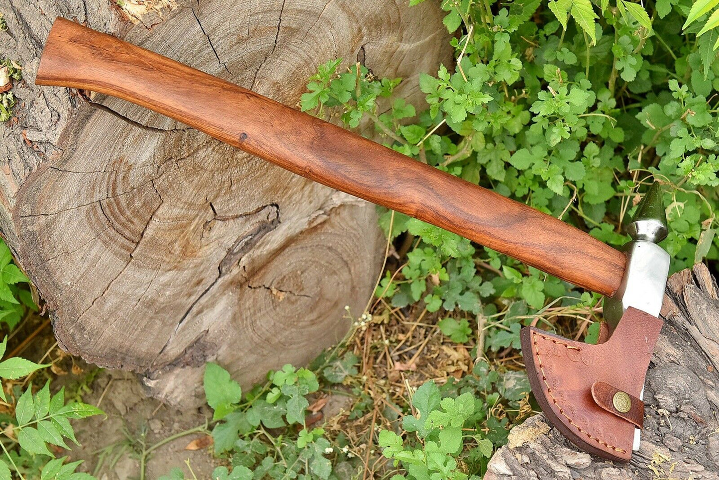 HS-1059 | Custom Handmade High Carbon Hand Forged Tomahawk knife, Hatchet, Axe,Integral Natural Wood