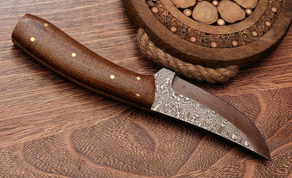 HS-772 Custom Handmade Damascus Skinner Knife With Walnut Wood Handle