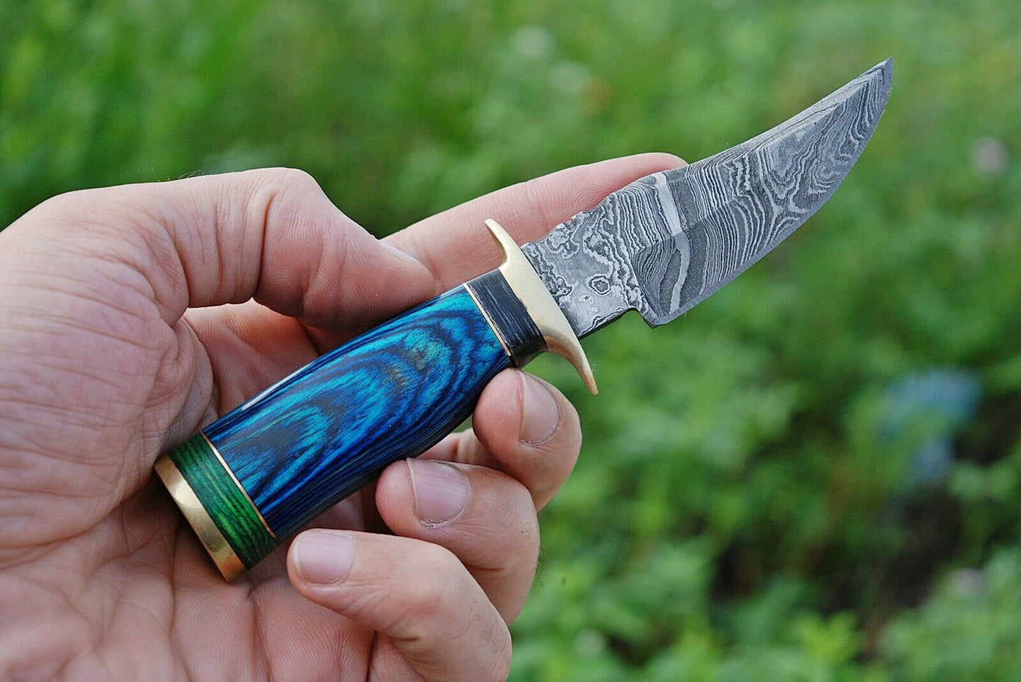 HS-437 | Custom Handmade Damascus Steel Skinner Knife - Hard Wood Handle