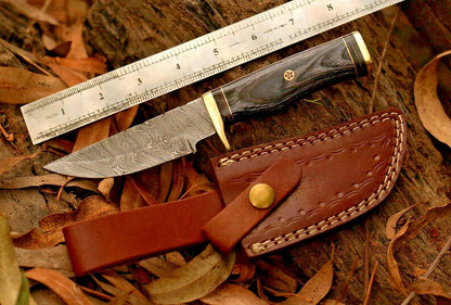 HS-761 Custom Handmade Damascus Steel Skinner Knife With Hard Wood Handle