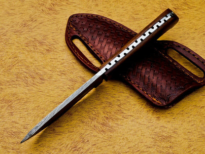 HS-585 CUSTOM DAMASCUS STEEL HUNTING/BOWIE/DAGGER KNIFE HANDLE ROSE WOOD WITH SHEATH