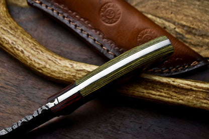 HS-616 Handmade Damascus Skinning Blade Camping Full Tang Knife