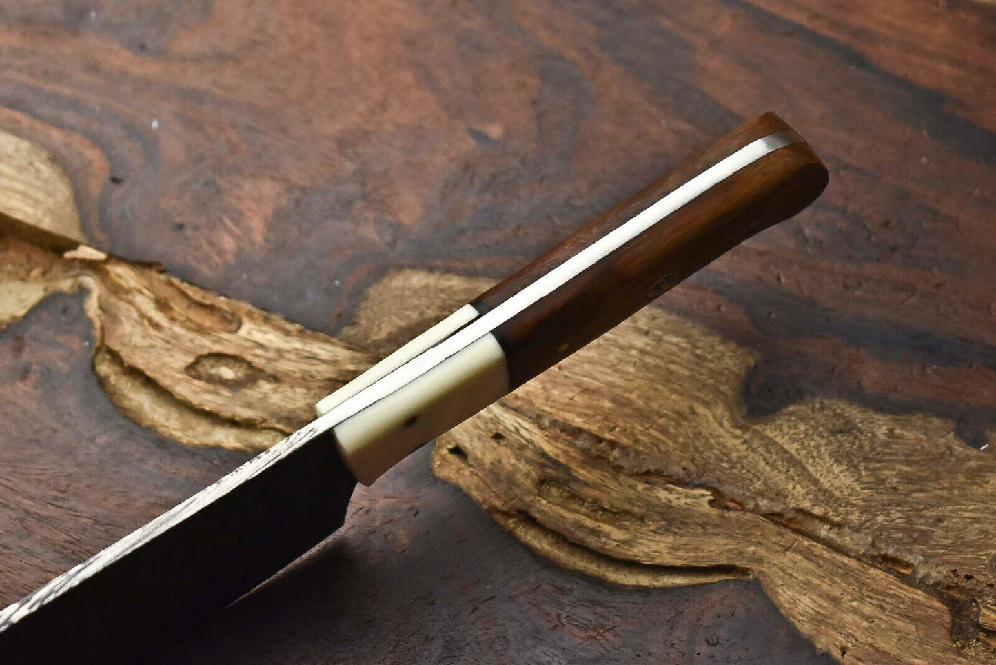 HS-271 Hand Made Damascus Steel Blade Chopper Full Tang Knife | WALNUT WOOD