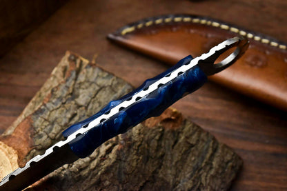 HS-649 Custom Handmade Damascus Hunting Skinning Blade Hunter Camping Full Tang Knife
