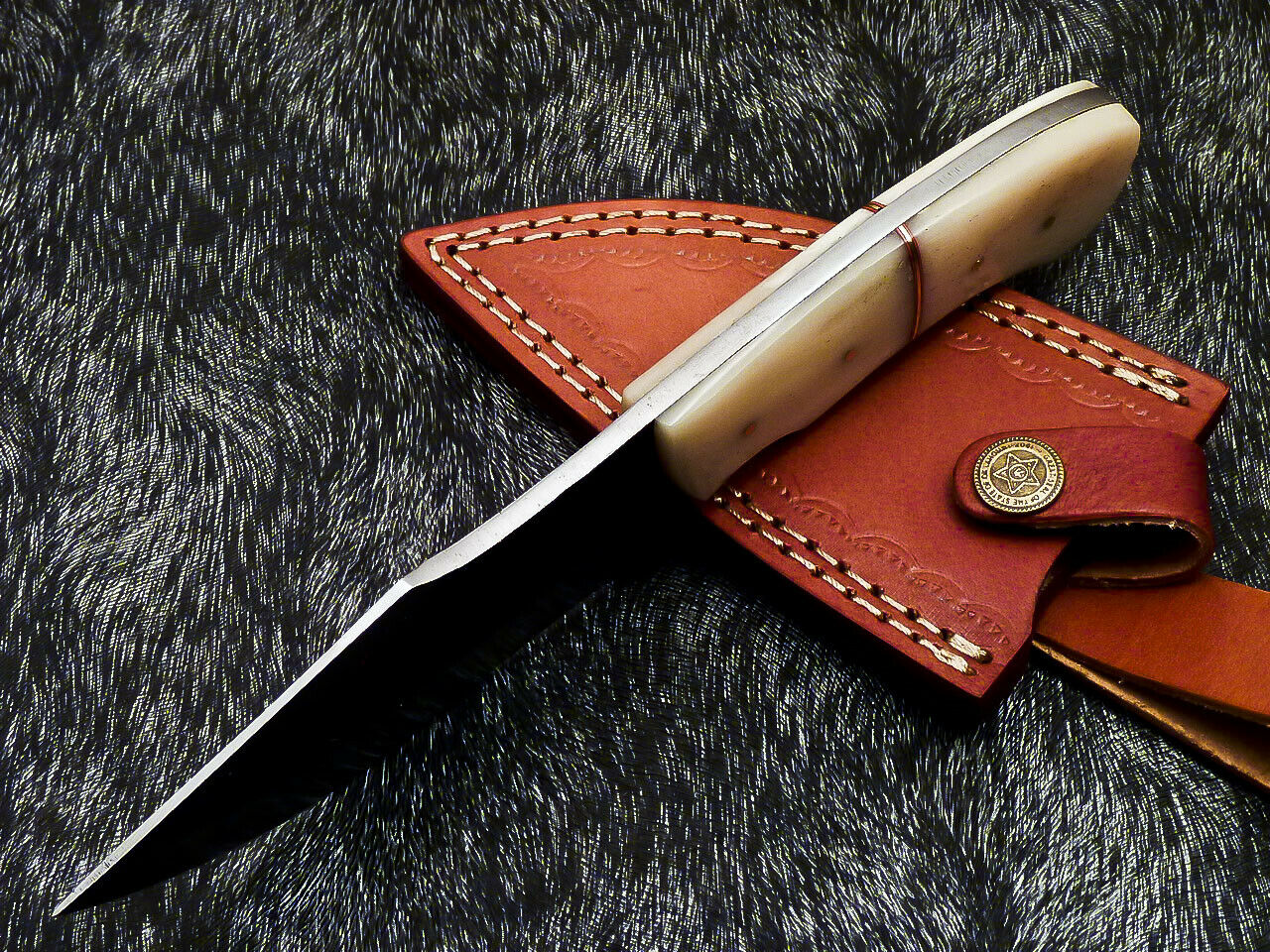 HS-579  Custom Hand Forged Railroad Spike Carbon Steel 8.5" Skinning Knife BONE