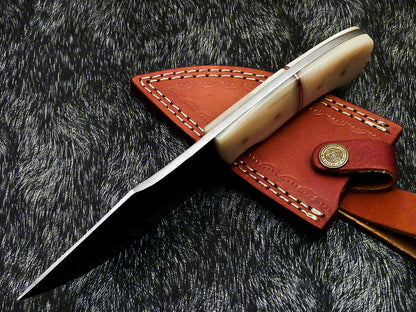 HS-579  Custom Hand Forged Railroad Spike Carbon Steel 8.5" Skinning Knife BONE