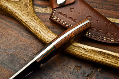 HS-606 Handmade Damascus Skinning Blade Camping Full Tang Knife