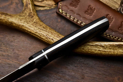 HS-402 | Custom Handmade Awesome Black Sheet Handle Damascus Steel Hunting Knife - Great Price