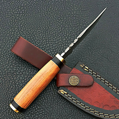 HS-417 | Custom Handmade Damascus Steel Hunting Knife - Beautiful Wood Handle
