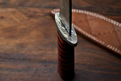 HS-324 | Custom Handmade Damascus Steel Bowie Knife - Beautiful Hard Wood Handle