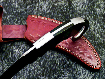 HS-892 Custom Hand Forged Damascus Steel 10" Karambit Knife - Hard Wood Handle