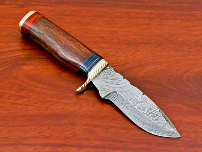 HS-788 Custom Handmade Damascus Skinner Knife With Wood Handles