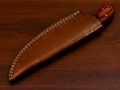 HS-375 '' HANDMADE DAMASCUS CUSTOM PAKKA WOOD HANDLE SKINNING CAMPING KNIFE