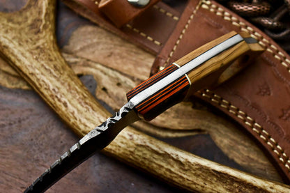 HS-907 Custom Handmade Damascus Steel Karambit Knife - Beautiful Micarta Wood Handle
