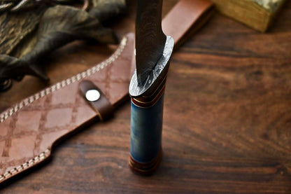 HS-864 Custom Handmade Damascus Steel Hunitng/Kukri Knife - Wood & Bone Handle