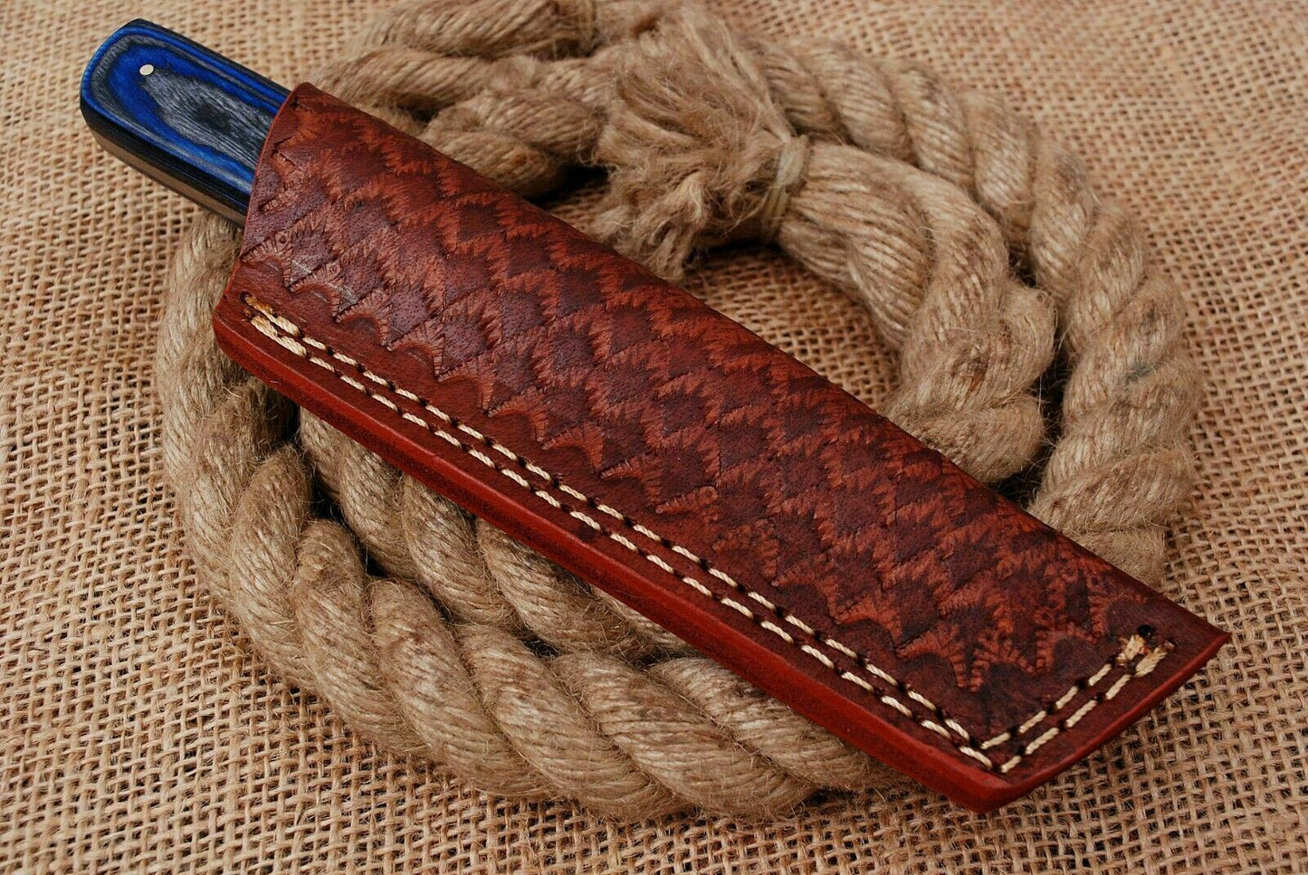 HS-742 Custom Handmade Railroad Steel Tanto/Skinner Knife With Hard Wood Handle