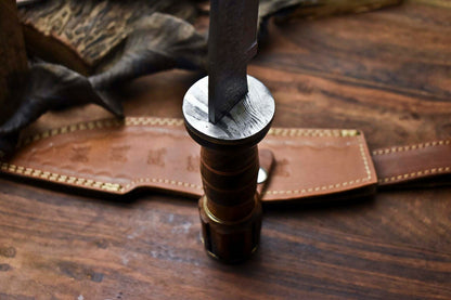 HS-867 Custom Handmade Damascus Steel Hunitng/Kukri Knife - Wood Handle