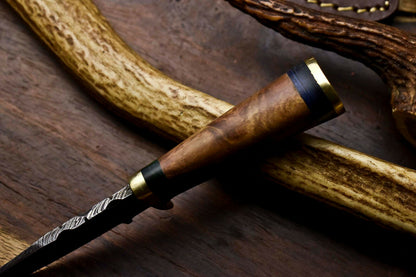 HS-714 Custom Handmade Awesome Walunt Wood Handle Damascus Steel Skinner Knife With Best Price