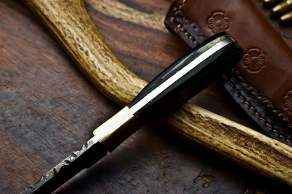 HS-614 Handmade Damascus Skinning Blade Camping Full Tang Knife
