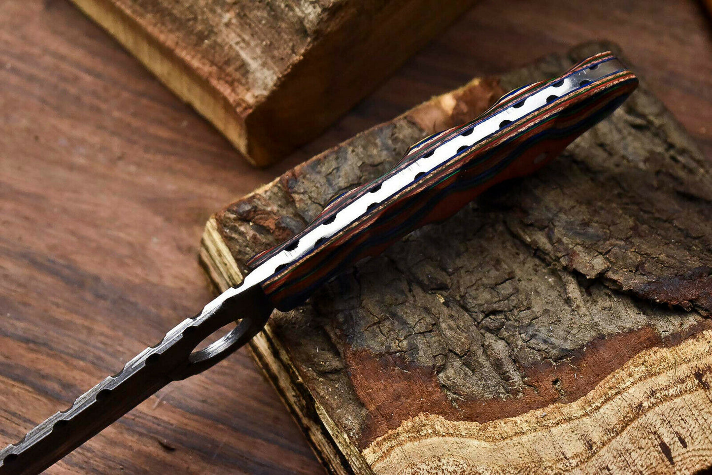 HS-999 | Custom Handmade Damascus Steel Bull Cutter Knife - Beautiful Hard Wood Handle