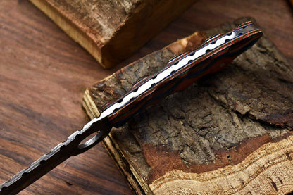 HS-999 | Custom Handmade Damascus Steel Bull Cutter Knife - Beautiful Hard Wood Handle