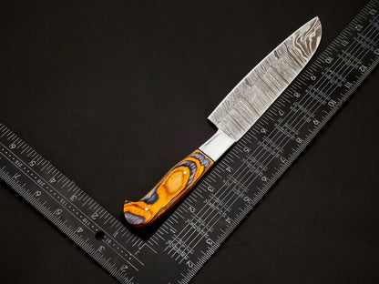 Premium Damascus kitchen knife set with detailed blade pattern