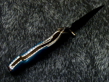 Damascus Liner Lock Pocket Knife – Camel Bone & Damascus Bolster | HS-1122