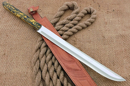 HS-1102 | Custom Handmade Steel D2 Fighter Hunting Combat Mini Sword knife With Resin Handle