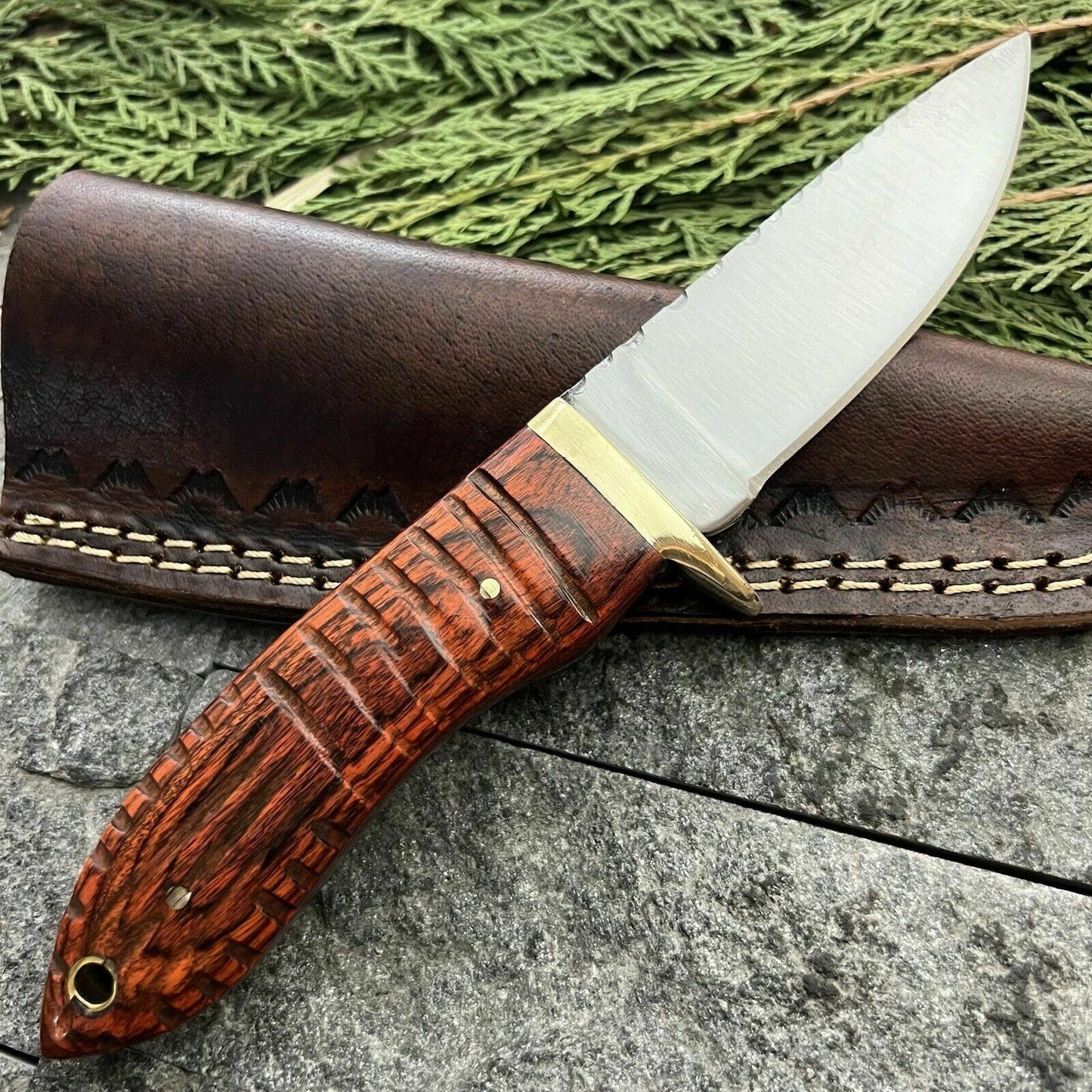 HS-567 Custom Handmade D2 Steel High Polish Hunting Skinner Knife W/Sheath