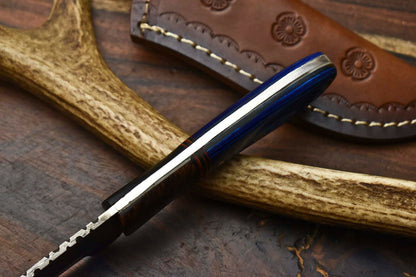 HS-602 Handmade Damascus Skinning Blade Camping Full Tang Knife