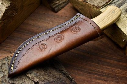 HS-648 Custom Handmade Damascus Hunting Skinning Blade Hunter Camping Full Tang Knife