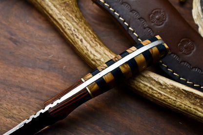 HS-564 Handmade Damascus Hunting Skinning Blade Hunter Camping Full Tang Knife
