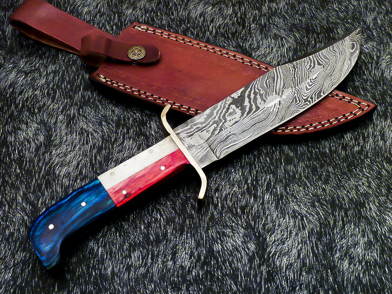 HS-379 '' Custom Hand Forged Damascus Steel 12" Bowie Hunting Knife BONE / WOOD