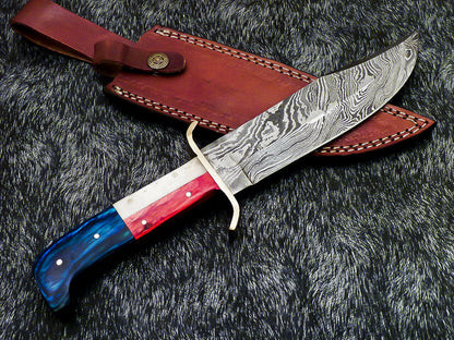 HS-379 '' Custom Hand Forged Damascus Steel 12" Bowie Hunting Knife BONE / WOOD