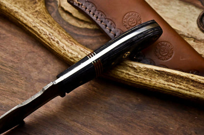 HS-920 Custom Handmade Damascus Steel Tracker Knife - Beautiful Hard Wood Handle