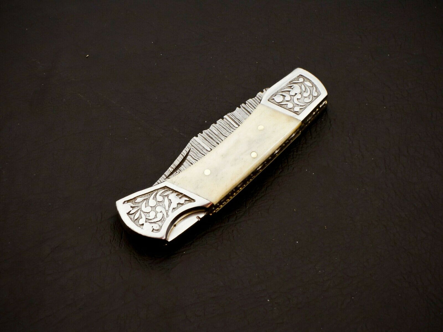 HS-1109 Custom Hand Forged Damascus Steel Back Lock Resin Handle Knife