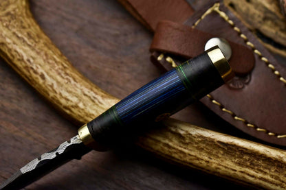 HS-676 Custom HandMade Damascus Steel Blade Hunting Miniature Knife | HARD WOOD