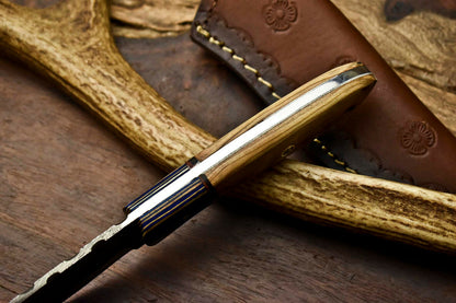 HS-641 Custom Handmade Damascus Hunting Skinning Blade Hunter Camping Full Tang Knife