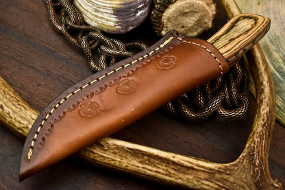 HS-610 Custom Handmade Damascus Hunting Skinning Blade Hunter Camping Full Tang Knife