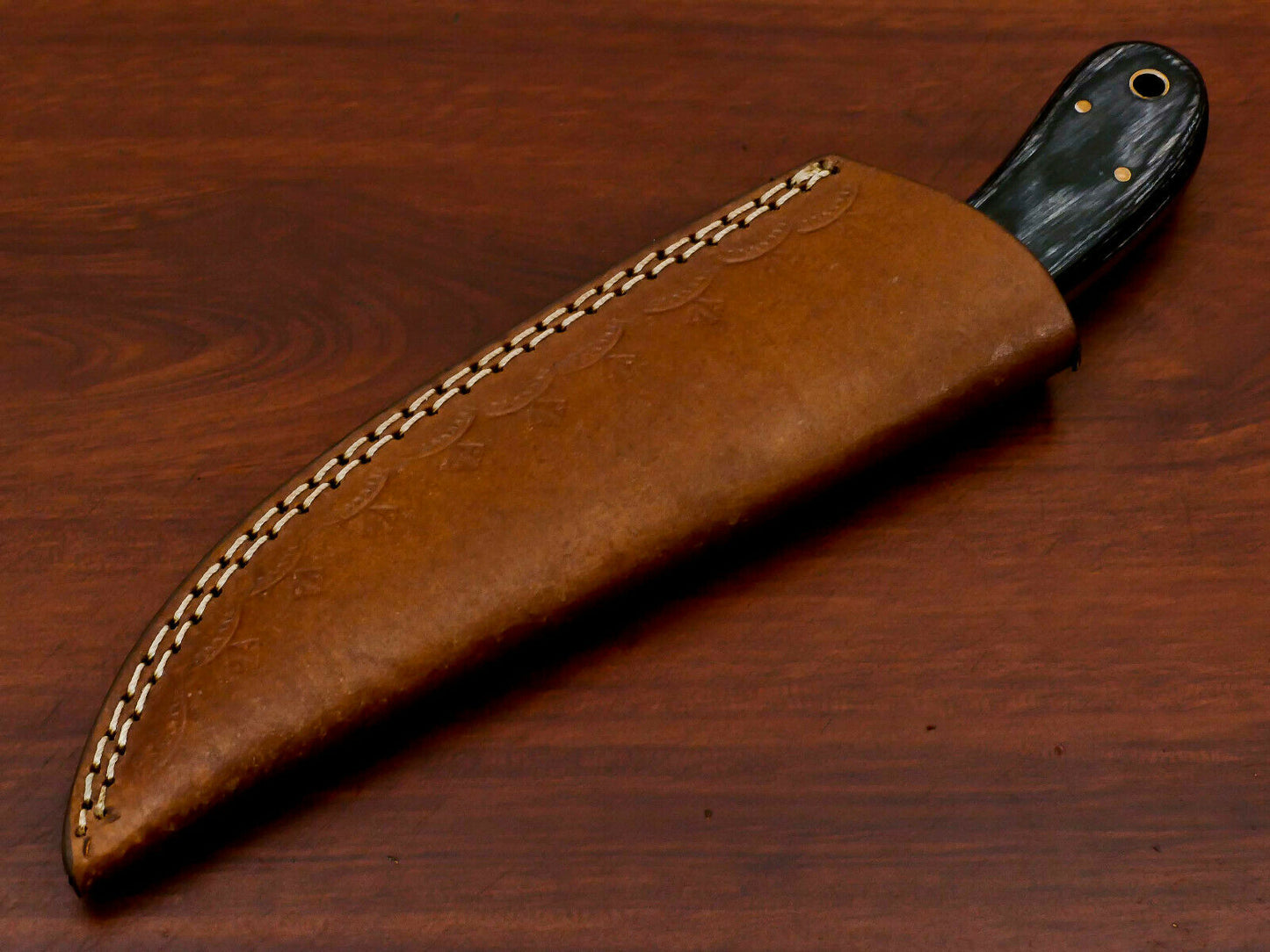 HS-374 HANDMADE DAMASCUS CUSTOM PAKKA WOOD HANDLE SKINNING CAMPING KNIFE