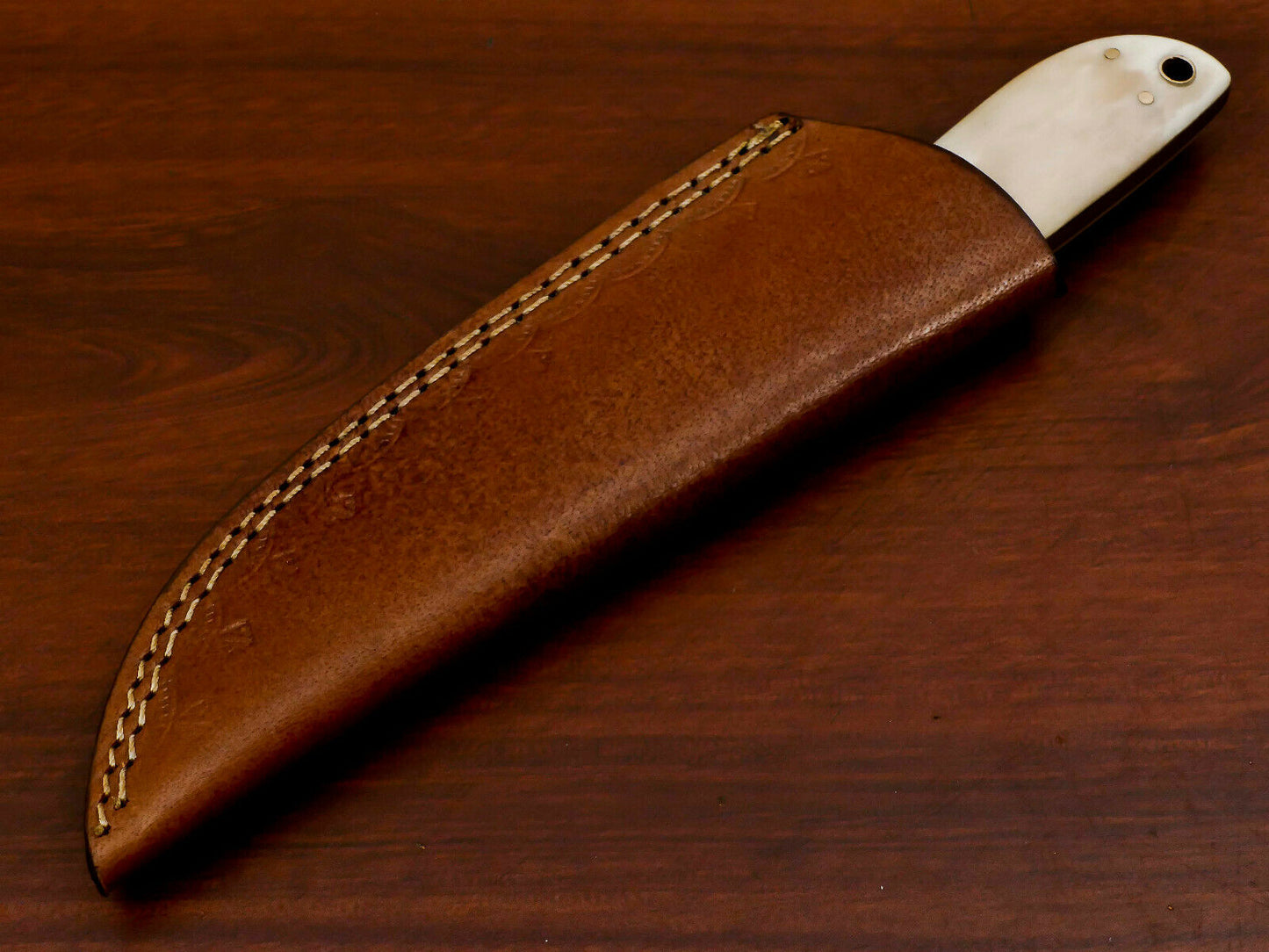 HS-569 HANDMADE DAMASCUS CUSTOM ROSE WOOD/BONE HANDLE SKINNING CAMPING KNIFE