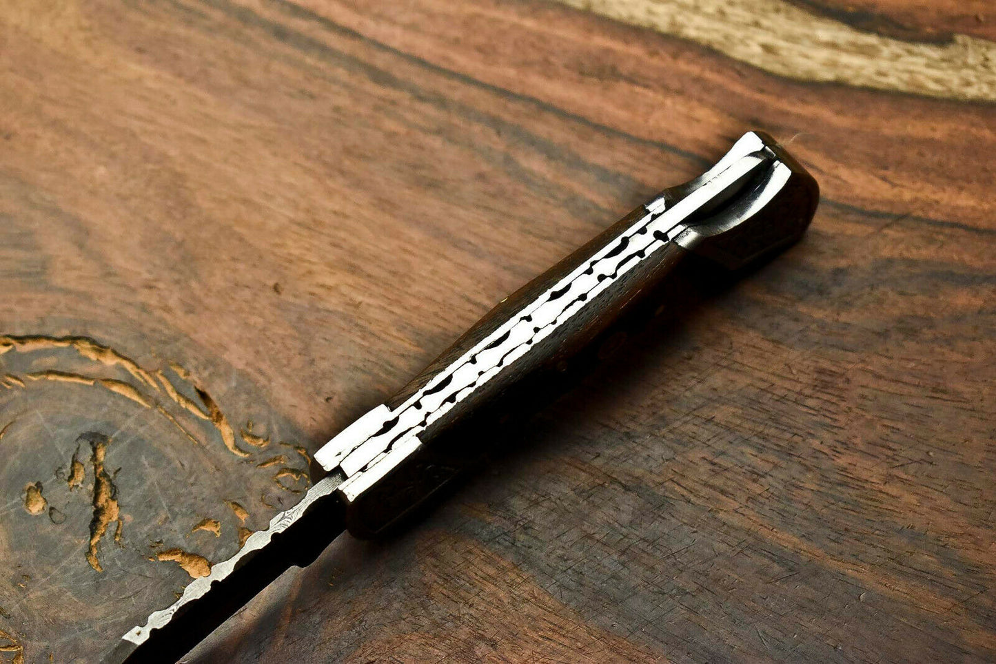 HS-1130 '' Hand Made Damascus Steel Blade Back Lock Folding Knife
