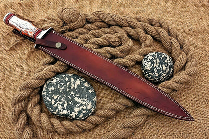 HS-1099 | Custom Handmade Steel D2 Fighter Hunting Combat Mini Sword knife With Resin Handle
