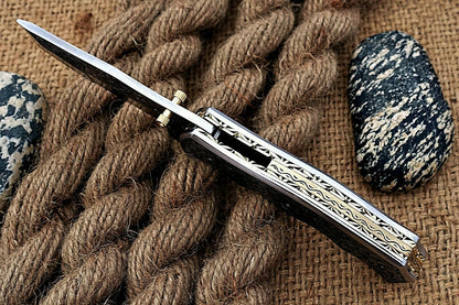 Custom Hand Engraved Folding-Pocket Knife Life Time Used With Engraved Handle