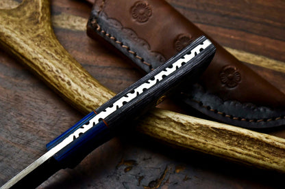 HS-618 Handmade Damascus Skinning Blade Camping Full Tang Knife