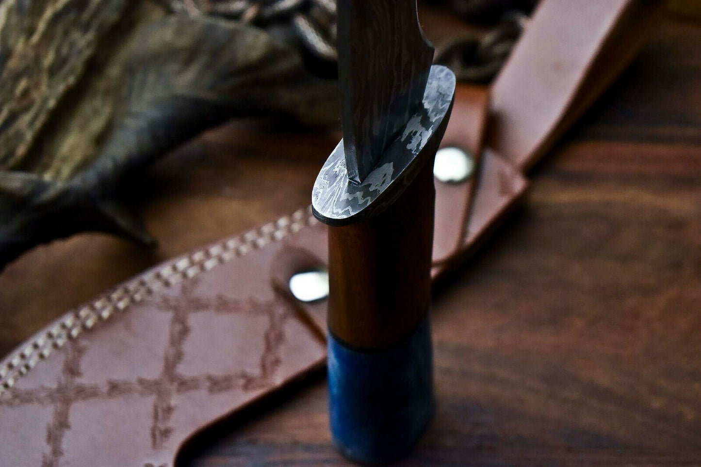 HS-866 Custom Handmade Damascus Steel Hunitng/Kukri Knife - Wood & Bone Handle