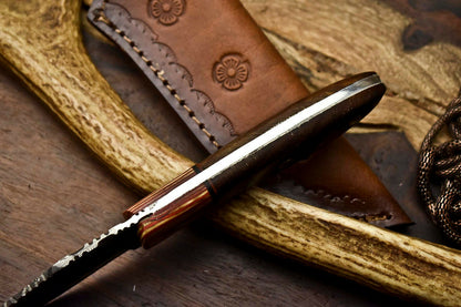 HS-685 Custom Handmade Damascus Steel Skinner Knife - Beautiful Wood Handle