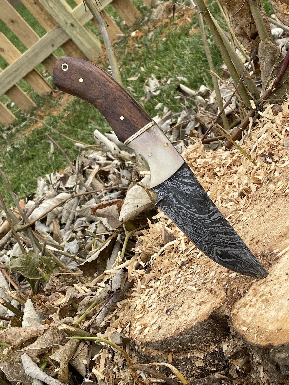 HS-572 Custom Hand Forged Damascus Steel HUNTING Knife W/ Wood Handle / Full Tang