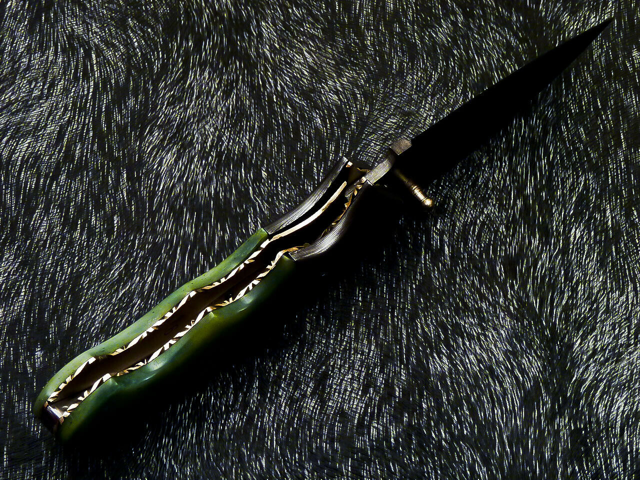 Damascus Liner Lock Folding Knife – Camel Bone Handle | HS-1121